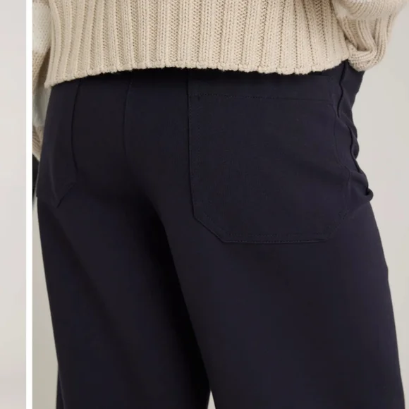 Quince $120 Ultra-Stretch Ponte Cropped Wide Leg Pants Navy Women 14 Minimalist - Picture 3 of 10